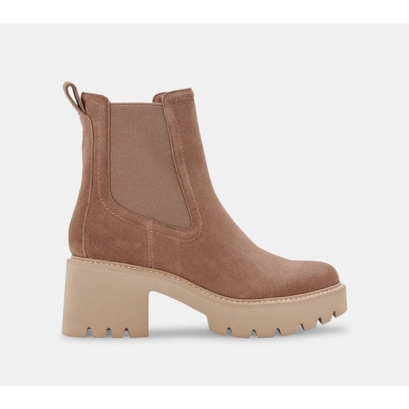 Dolce Vita 9.5  Hawk H2O Waterproof Suede Chelsea Lug Booties Dark Brown NIB - Picture 1 of 11